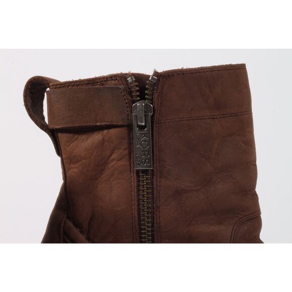 KORS Michael Kors Brown Leather Stiletto Platform Ankle Boots Booties Size 6 M - Picture 10 of 11